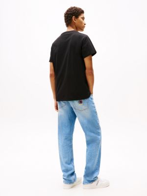 t-shirt ajusté à logo bleu pour hommes tommy jeans