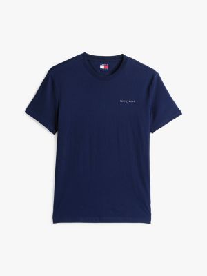 niebieski t-shirt o wąskim kroju z logo dla mężczyźni - tommy jeans