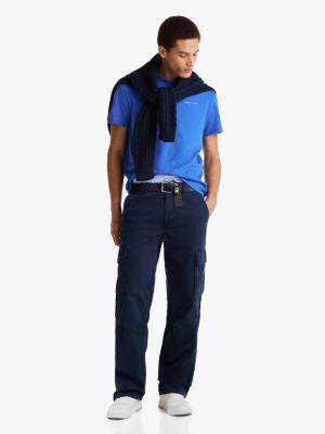 camiseta de corte slim con logo azul de hombres tommy jeans
