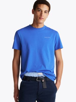 blue slim fit t-shirt mit logo für herren - tommy jeans