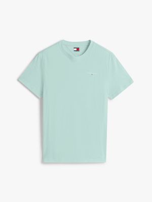 t-shirt ajusté à logo bleu pour hommes tommy jeans