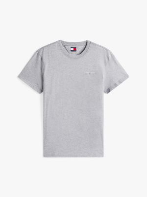 grey logo slim t-shirt for men tommy jeans