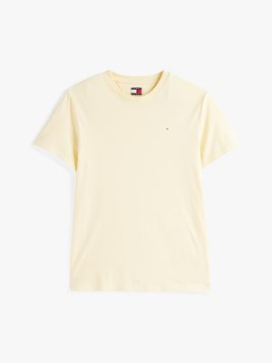 t-shirt ajusté à logo jaune pour hommes tommy jeans