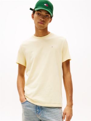 yellow slim fit t-shirt met logo voor heren - tommy jeans