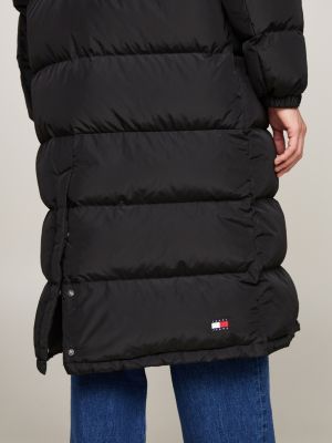 black longline alaska puffer coat for men tommy jeans