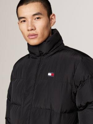 black longline alaska puffer coat for men tommy jeans