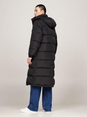 schwarz alaska longline-puffer-mantel für herren - tommy jeans