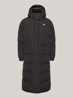 schwarz alaska longline-puffer-mantel für herren - tommy jeans