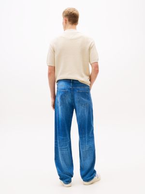 blue jaimie loose straight leg jeans for men tommy jeans