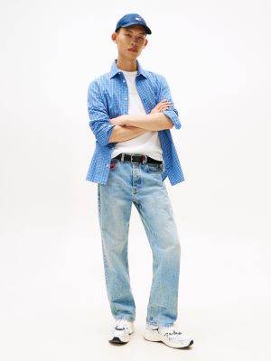 blue otis signature regular straight leg jeans for men tommy jeans