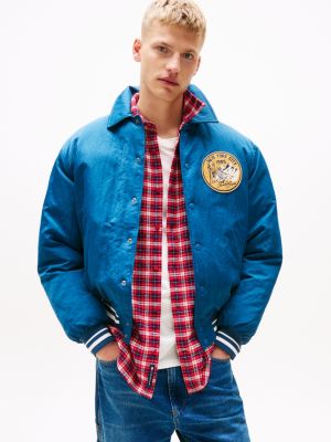 multi logo patch bomber jacket for men tommy jeans