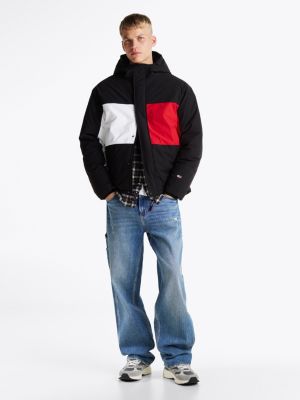 multi colour-blocked hooded jacket for men tommy jeans