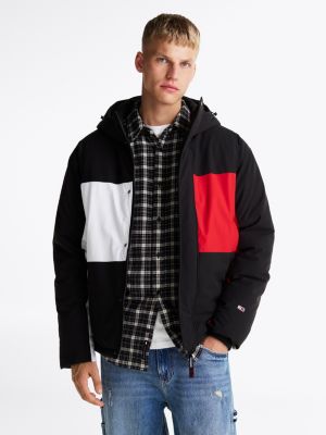 multi colour-blocked jack met capuchon voor heren - tommy jeans