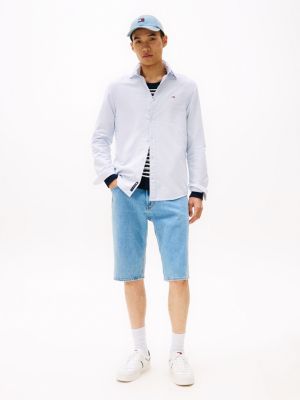 blauw regular oxford-overhemd met button-downkraag voor heren - tommy jeans