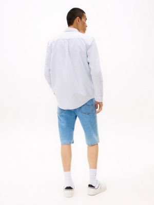 blauw regular oxford-overhemd met button-downkraag voor heren - tommy jeans
