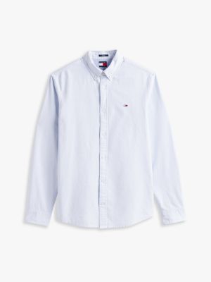 blauw regular oxford-overhemd met button-downkraag voor heren - tommy jeans