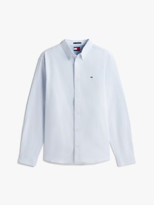 chemise oxford coupe standard boutonnée bleu pour hommes tommy jeans