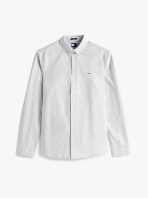 grey regular fit button down oxford shirt for men tommy jeans
