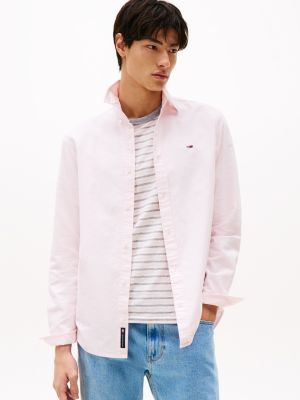 camicia oxford regular fit pink da uomini tommy jeans