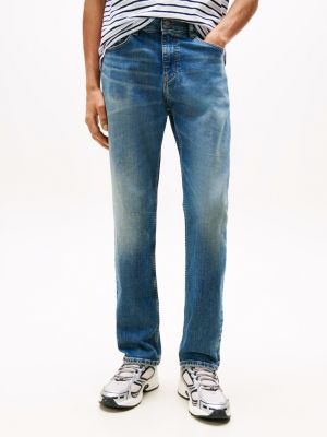 blue ryan faded slim straight leg jeans for men tommy jeans