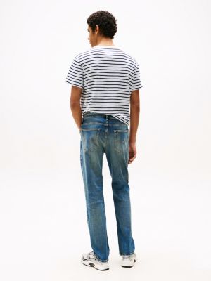 blue ryan faded slim straight leg jeans for men tommy jeans