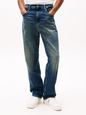 blau otis straight leg jeans mit fade-effekt für herren - tommy jeans