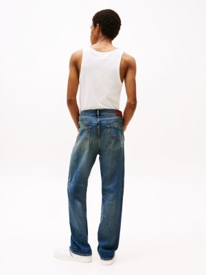 blau otis straight leg jeans mit fade-effekt für herren - tommy jeans