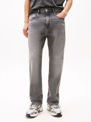 grau otis straight leg jeans mit fade-effekt für herren - tommy jeans