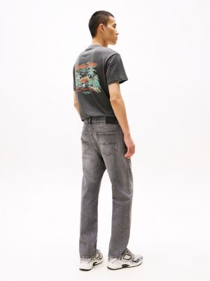 grijs otis straight jeans met fading voor heren - tommy jeans