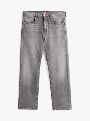 grau otis straight leg jeans mit fade-effekt für herren - tommy jeans