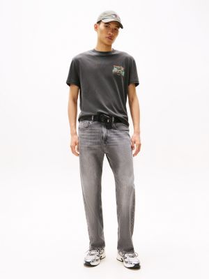 grey otis straight leg jeans mit fade-effekt für herren - tommy jeans