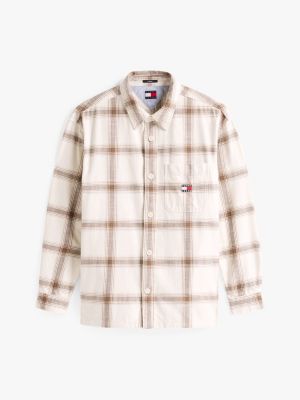 multi textured check overshirt for men tommy jeans