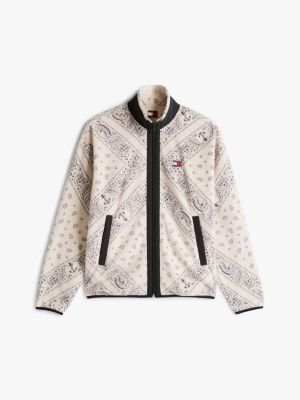 meerdere kleuren fleece vest met rits en paisleyprint voor heren - tommy jeans