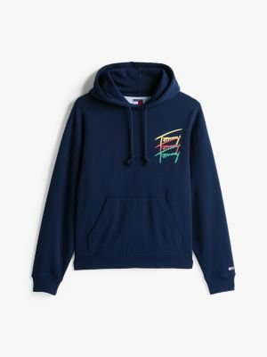 blau relaxed fit hoodie mit signatur-logo für herren - tommy jeans