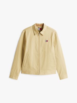 brown logo zip-thru jacket for men tommy jeans