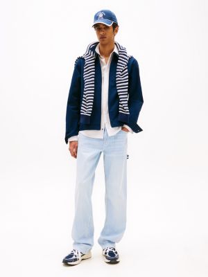 veste zippée à logo bleu pour hommes tommy jeans