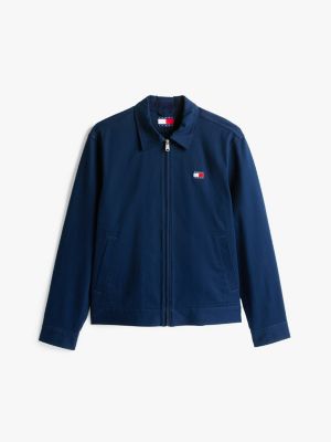 blue logo zip-thru jacket for men tommy jeans