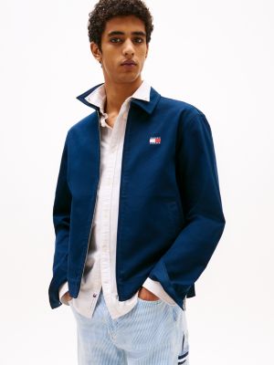 blue logo zip-thru jacket for men tommy jeans