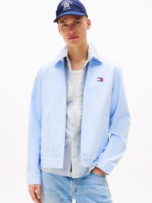 blue logo zip-thru jacket for men tommy jeans