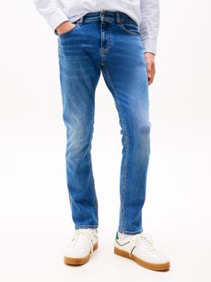 blau scanton slim jeans mit fade-effekt für herren - tommy jeans