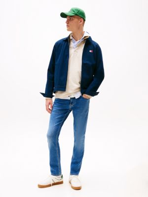 blue scanton slim jeans met fading voor heren - tommy jeans