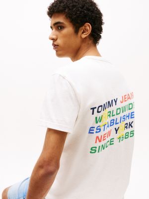 weiß t-shirt mit grafischem logo hinten für herren - tommy jeans