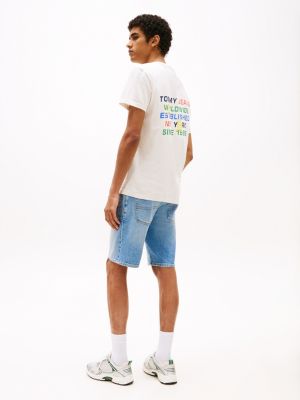 wit t-shirt met logo en graphic op de achterkant voor heren - tommy jeans