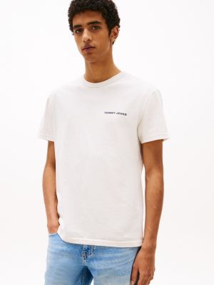 t-shirt à motif logo au dos white pour hommes tommy jeans