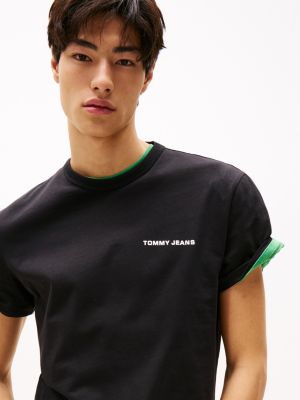 zwart t-shirt met logo en graphic op de achterkant voor heren - tommy jeans