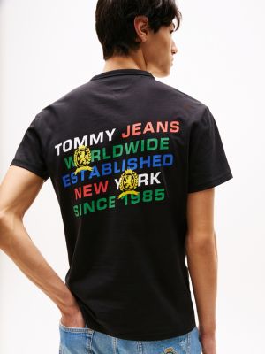 t-shirt à motif logo au dos noir pour hommes tommy jeans