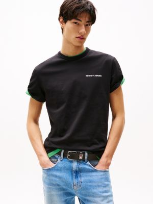 black t-shirt z grafiką i logo z tyłu dla mężczyźni - tommy jeans