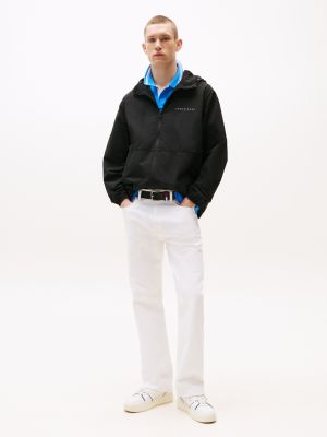 black water repellent relaxed chicago windbreaker for men tommy jeans