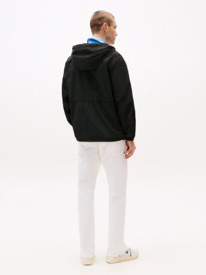 black water repellent relaxed chicago windbreaker for men tommy jeans