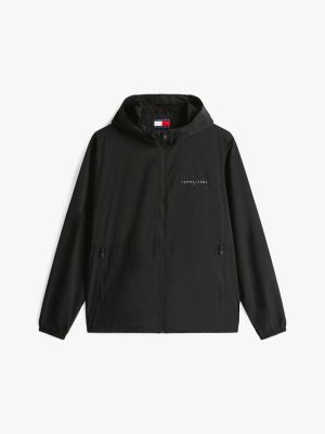 black water repellent relaxed chicago windbreaker for men tommy jeans